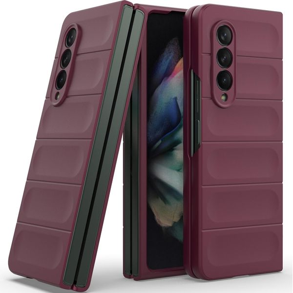 Custodia Per Samsung Galaxy Z Fold 3 5G Custodia Rigida Pc Opaca Antiurto Antiscivolo Borgogna-image