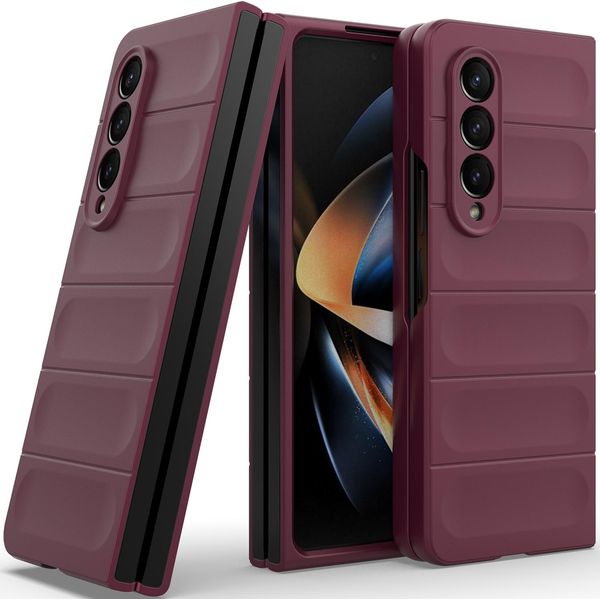 Custodia Per Samsung Galaxy Z Fold 4 5G Custodia Rigida Pc Opaca Antiurto Antiscivolo Borgogna-image