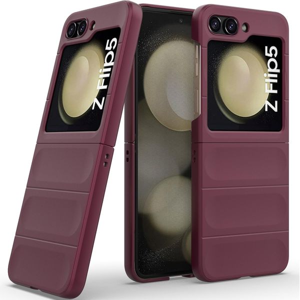Custodia Per Samsung Galaxy Z Flip 5 Custodia Rigida Pc Opaca Antiurto Antiscivolo Maroon-image