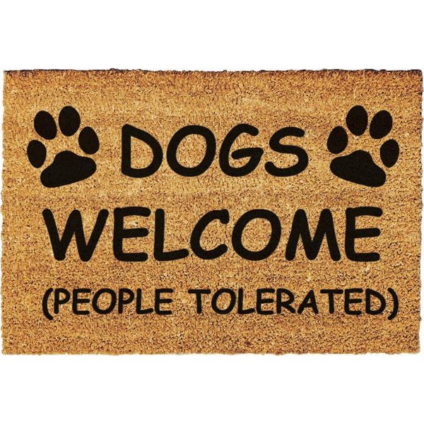 Giftstory Zerbino Noce Di Cocco Cani Benvenuti Persone Tollerate Regalo Zerbino Porta D'ingresso Zerbino, Zerbino, Zerbino Antipolvere, Zerbino Per Interni, Zerbino Di Benvenuto-image