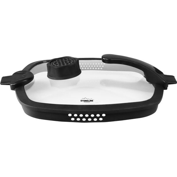 Stoneline® Smell Well Future Coperchio In Vetro Quadrato 24 Cm Con Funzione Smell Well | Nero-image