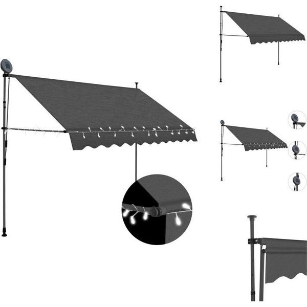 Vidaxl Tenda A Scomparsa Manuale Con Led 300 Cm Antracite - Tende Da Sole-image