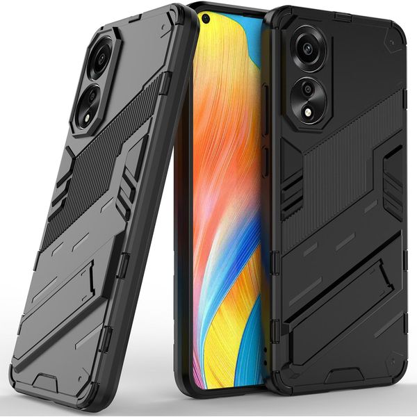 Custodia Per Oppo A78 4G Hybrid Pc Tpu Custodia Protettiva Antiurto Con Funzione Stand Nero-image