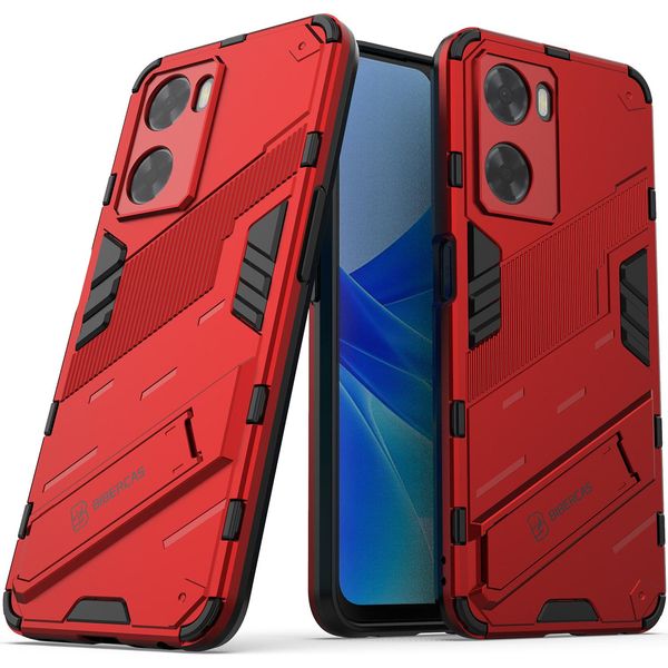 Custodia Per Oppo A57 4G Custodia Protettiva Ibrida In Pc Tpu Antiurto Con Funzione Stand Rosso-image