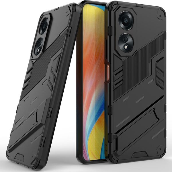Custodia Per Oppo A58 4G Custodia Protettiva Ibrida In Pc Tpu Antiurto Con Funzione Stand Nero-image