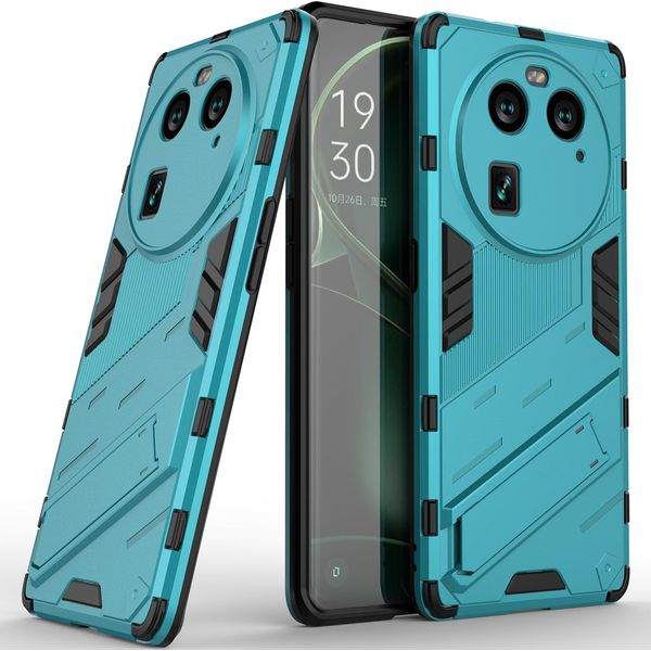 Custodia Per Oppo Find X6 Custodia Protettiva Ibrida In Pc Tpu Antiurto Con Funzione Stand Blu-image