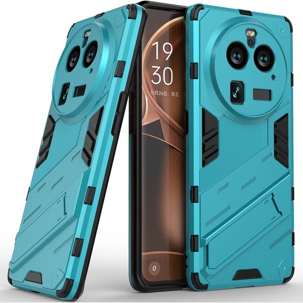 Custodia Per Oppo Find X6 Pro Custodia Protettiva Ibrida In Pc Tpu Antiurto Con Funzione Stand Blu-image