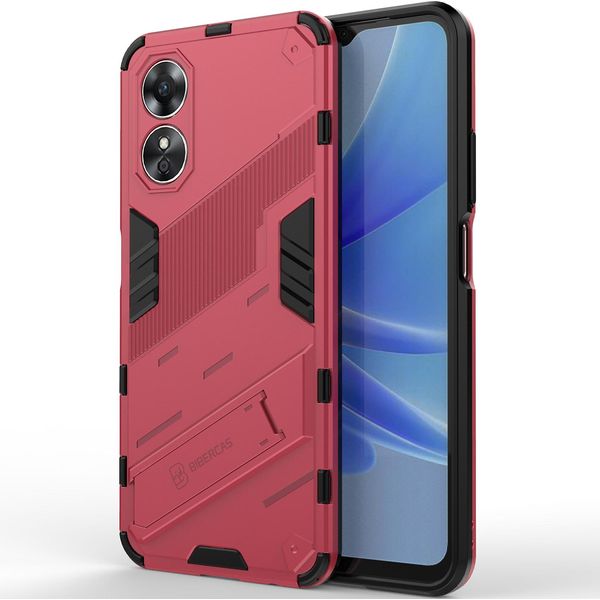 Custodia Per Oppo A17 4G Custodia Protettiva Ibrida In Pc Tpu Antiurto Con Funzione Stand Rosa-image