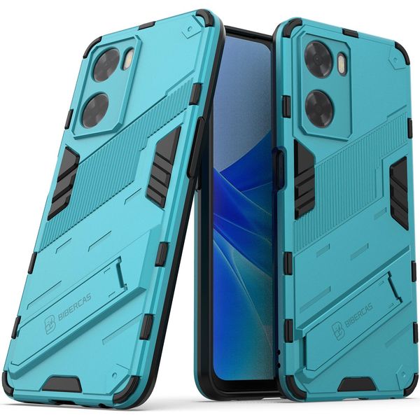 Custodia Per Oppo A57 4G Custodia Protettiva Ibrida In Pc Tpu Antiurto Con Funzione Stand Blu-image