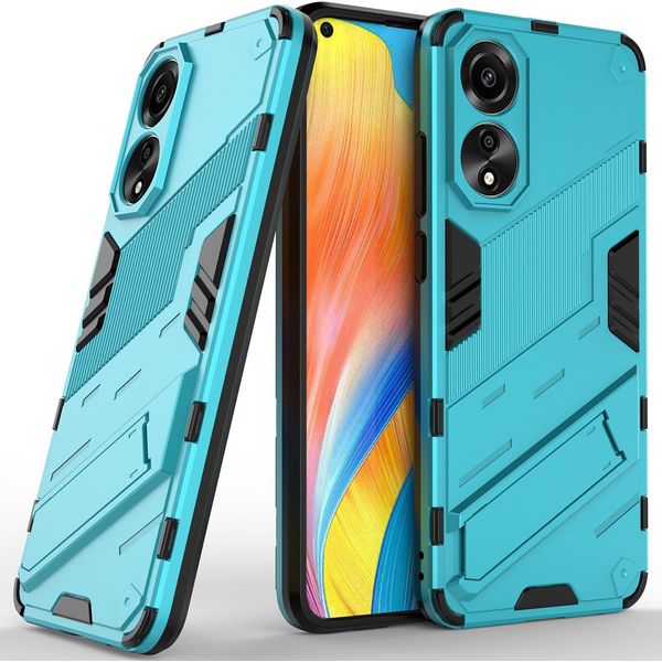 Custodia Per Oppo A78 4G Custodia Protettiva Ibrida In Pc Tpu Antiurto Con Funzione Stand Blu-image