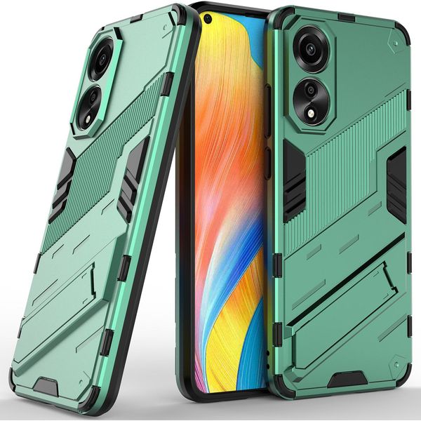 Custodia Per Oppo A78 4G Custodia Protettiva Ibrida In Pc Tpu Antiurto Con Funzione Stand Verde-image