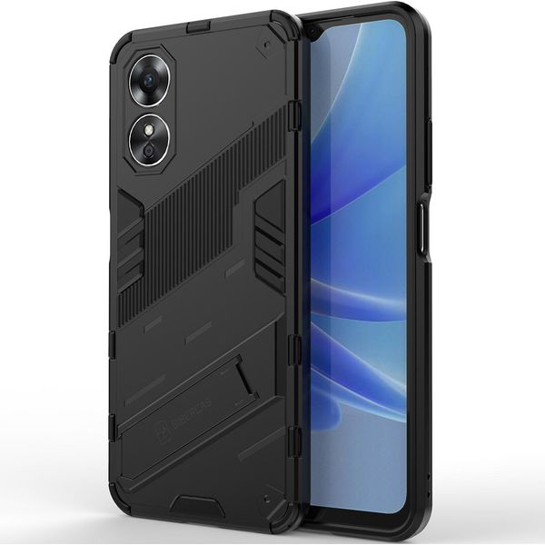 Custodia Per Oppo A17 4G Custodia Protettiva Ibrida In Pc Tpu Antiurto Con Funzione Stand Nero-image