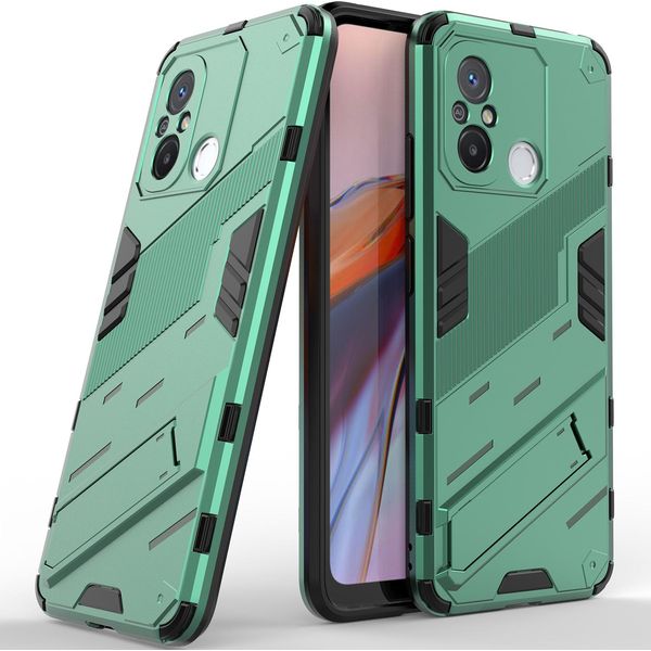 Custodia Per Xiaomi Poco C55 /Redmi 12C Custodia Protettiva Ibrida In Pc Tpu Antiurto Con Funzione Stand Verde-image