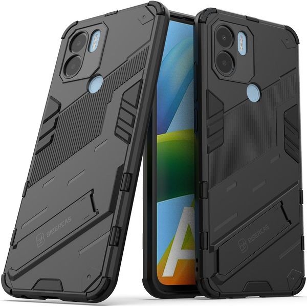 Custodia Per Xiaomi Poco C50/Redmi A1+/Redmi A2+ Custodia Protettiva Ibrida In Pc Tpu Antiurto Con Funzione Stand Nero-image
