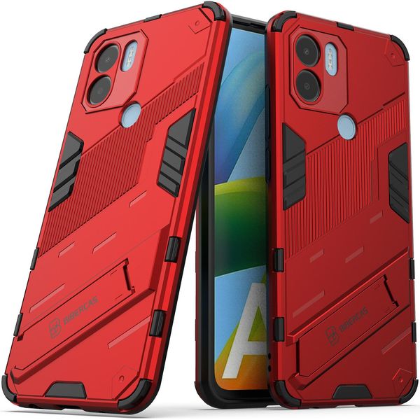Custodia Per Xiaomi Poco C50/Redmi A1+/Redmi A2+ Custodia Protettiva Ibrida In Pc Tpu Antiurto Con Funzione Stand Rosso-image