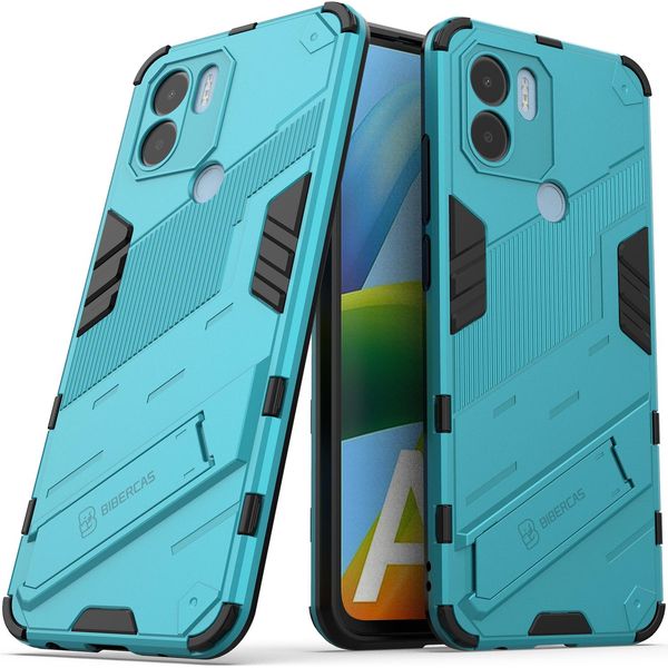 Custodia Armor Per Xiaomi Poco C50/Redmi A1+/Redmi A2+, Custodia Protettiva Antiurto Ibrida In Pc Tpu Bumper Con Funzione Stand Blu-image