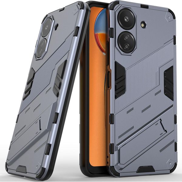 Custodia Per Xiaomi Redmi 13C /Poco C65 Custodia Protettiva Ibrida In Pc Tpu Antiurto Con Funzione Stand Grigio-image