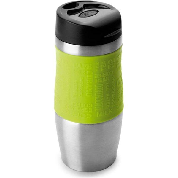 Tazza Termica In Acciaio Inox Con Chiusura Di Sicurezza Verde-image