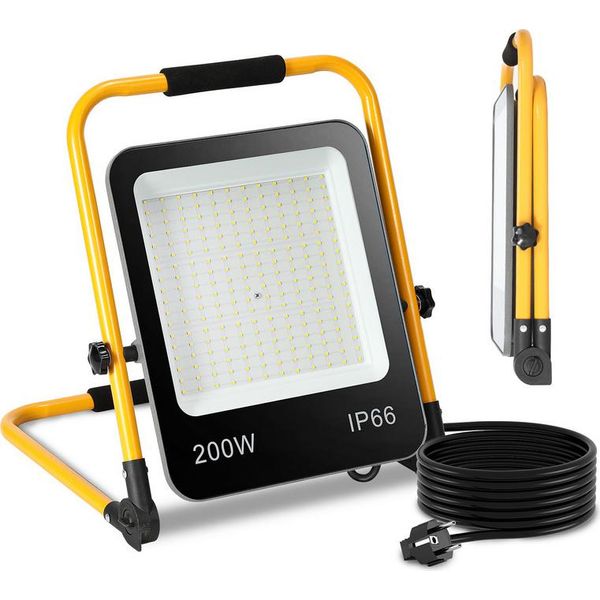 Clanmacy Led Faro Da Costruzione Luce Da Lavoro 200W 16000LM Bianco Freddo Led Proiettore Proiettore-image