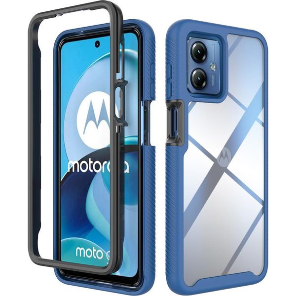 Moto G14 Case, Hybrid Trasparente Posteriore Tpu Bumper Antiurto Custodia Protettiva Per Motorola Moto G14 Blu Navy-image