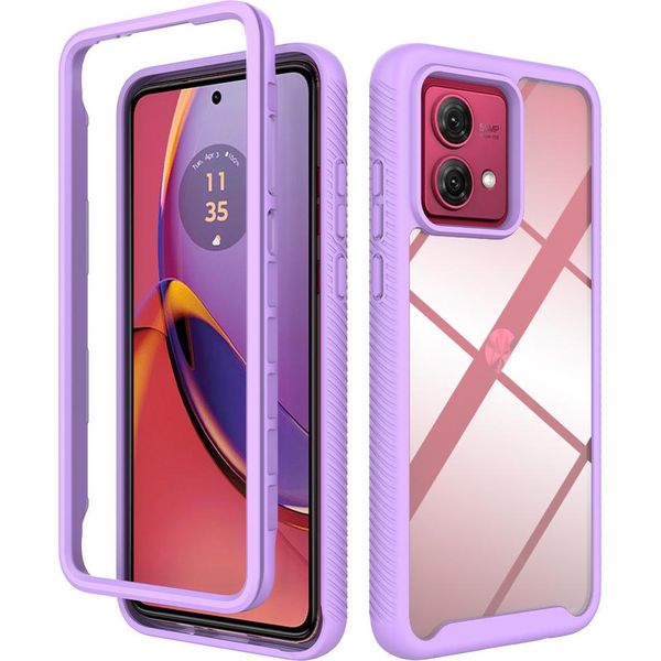 Moto G84 Case, Hybrid Transparent Back Cover, Rugged Tpu Bumper, Custodia Antiurto Per Motorola Moto G84 Viola-image