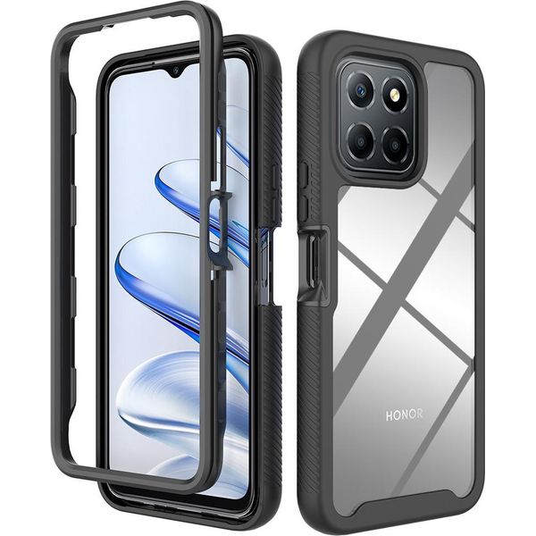 Honor X8 5G Case, Hybrid Transparent Back Cover, Rugged Tpu Bumper, Custodia Antiurto Per Honor X8 5G/Honor X6/Honor 70 Lite Black-image