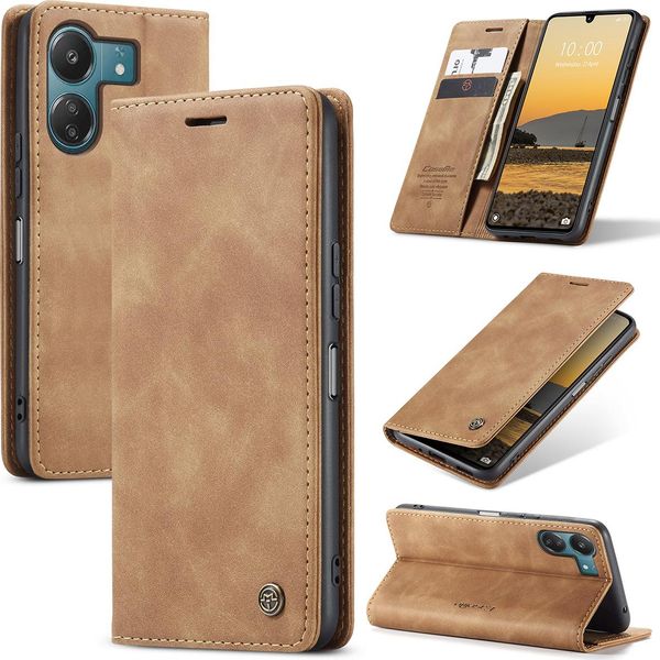 Xiaomi Redmi 13C /Poco C65 Custodia, Retro Custodia In Finto Cuoio Con Funzione Di Stand Cover Protettiva Per Xiaomi Redmi 13C /Poco C65 Brown-image