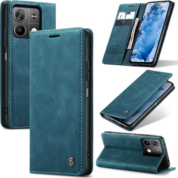 Xiaomi Redmi Note 13 5G Custodia, Retro Custodia In Finto Cuoio Con Funzione Stand Per Xiaomi Redmi Note 13 5G Blu-image
