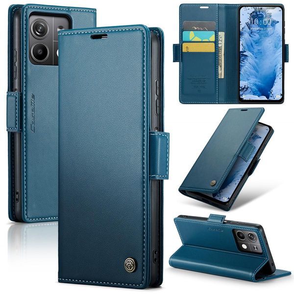 Xiaomi Redmi Note 13 5G Case, Rfid Blocking Card, Advanced Flip Custodia In Pelle Con Funzione Stand Per Xiaomi Redmi Note 13 5G Blu-image