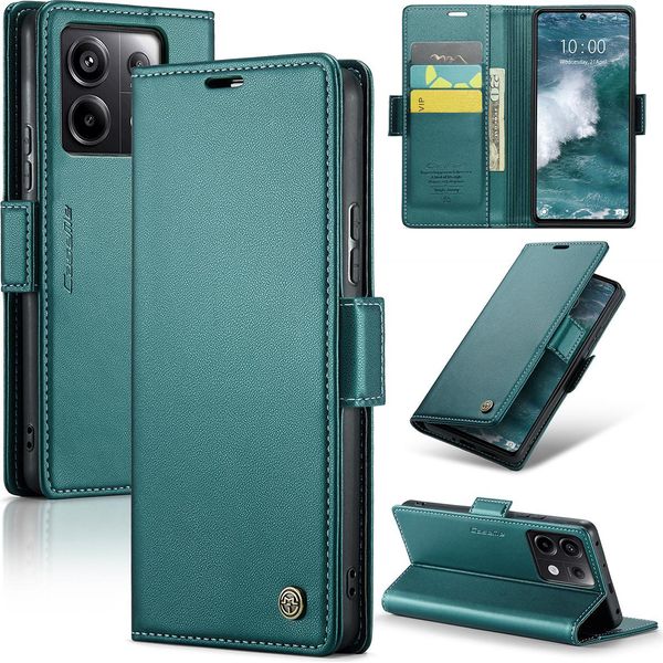 Xiaomi Redmi Note 13 Pro 5G Case, Rfid Blocking Card, Advanced Flip Custodia In Pelle Con Funzione Stand Per Xiaomi Redmi Note 13 Pro 5G Verde-image