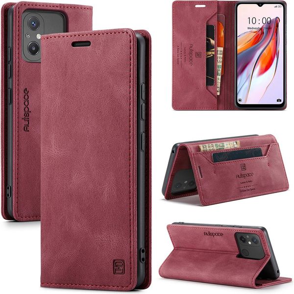 Xiaomi Redmi 12C /Poco C55 Custodia, Retro Custodia In Finto Cuoio, Stand E Custodia Protettiva Per Xiaomi Redmi 12C /Poco C55 Rosso-image