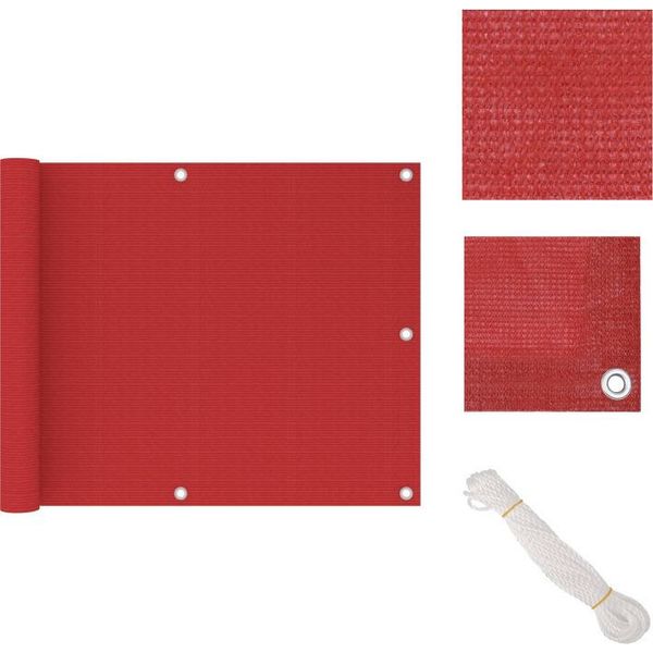 Vidaxl Schermo Privacy Per Balcone Rosso 75X600 Cm Hdpe - Ombrelloni E Tende Da Sole-image