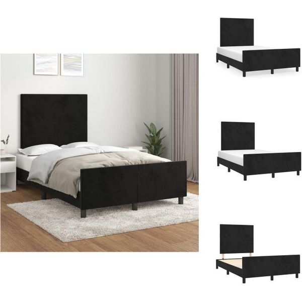 Vidaxl Struttura Letto Con Testiera In Velluto Nero 120X200 Cm - Letti E Strutture Letto-image