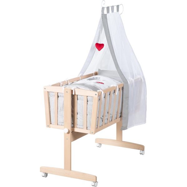 Set Completo Per Culla Roba "Adam & Eule"" (40X90 Cm), Faggio Biologico Naturale, Con Funzione Di Blocco, Accessori Inclusi"-image