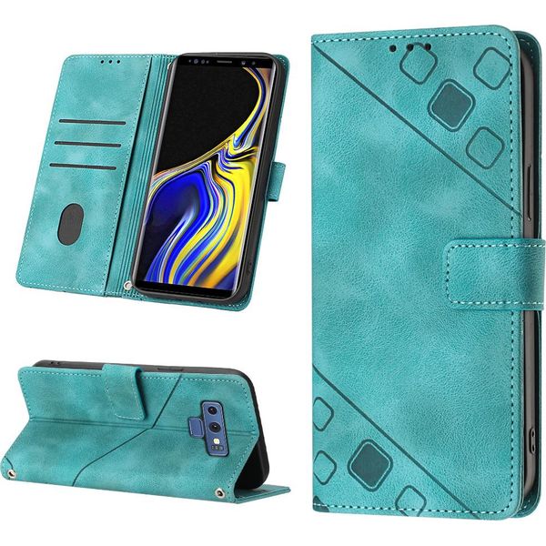 Custodia Per Samsung Galaxy Note 9 In Rilievo Custodia A Portafoglio In Pelle Flip Con Funzione Stand Verde-image