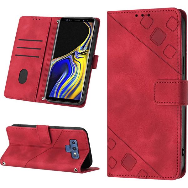 Custodia Per Samsung Galaxy Note 9 In Rilievo Custodia A Portafoglio In Pelle Flip Con Funzione Stand Rosso-image