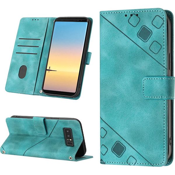 Custodia Per Samsung Galaxy Note 8 In Rilievo Custodia Portafoglio In Pelle Flip Con Funzione Stand Verde-image