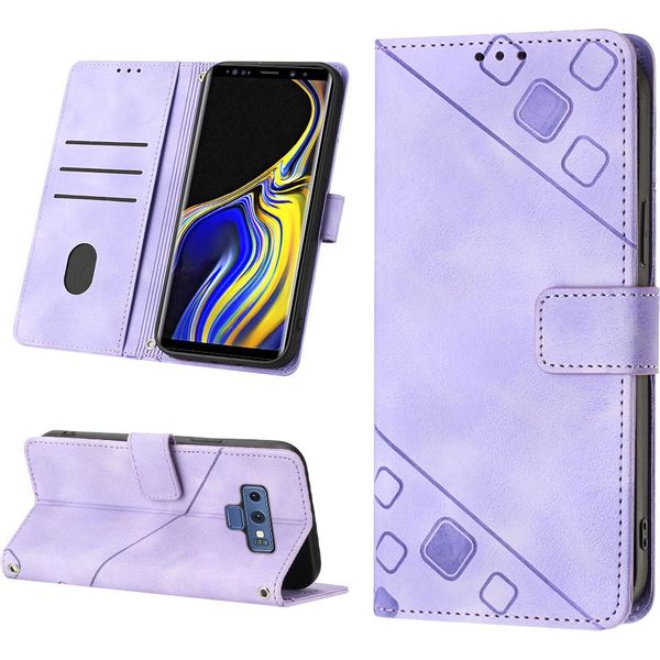 Custodia Per Samsung Galaxy Note 9 In Rilievo Custodia A Portafoglio In Pelle Flip Con Funzione Stand Viola-image