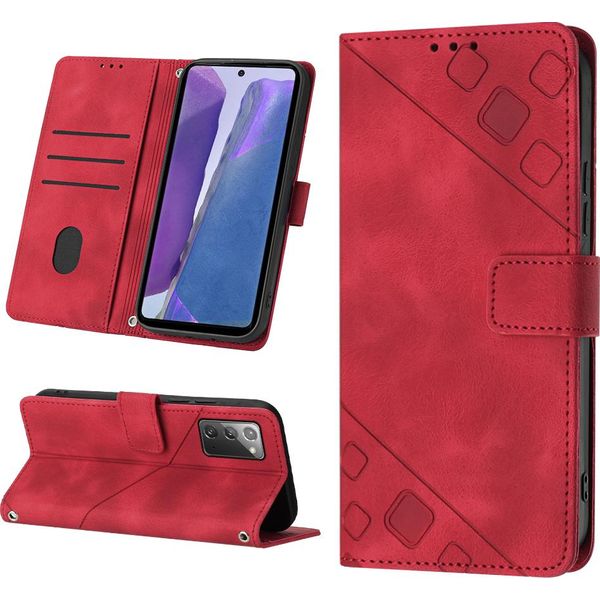 Custodia Per Samsung Galaxy Note 20 In Rilievo Custodia A Portafoglio In Pelle Flip Con Funzione Stand Rosso-image