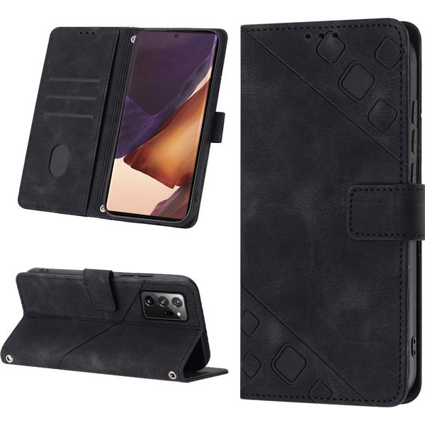 Custodia Per Samsung Galaxy Note 20 Ultra In Rilievo Custodia A Portafoglio In Pelle Flip Con Funzione Stand Nero-image