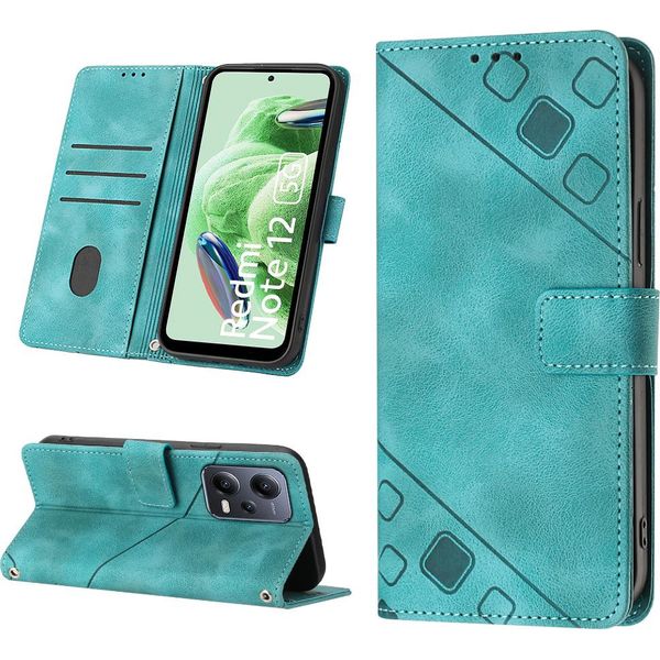 Custodia Per Xiaomi Poco X5 /Redmi Note 12 5G In Rilievo Custodia Portafoglio In Pelle Flip Con Funzione Stand Verde-image