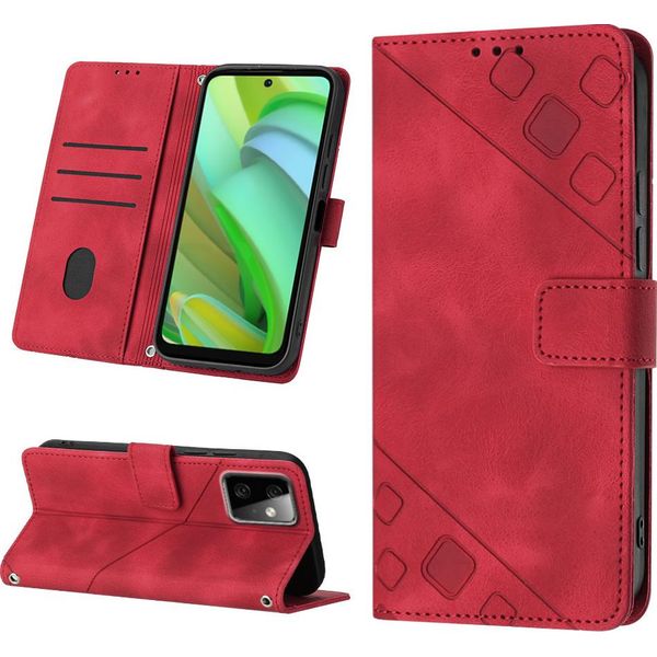 Custodia Per Motorola Moto G Power 2023 In Rilievo Custodia A Portafoglio In Pelle Flip Con Funzione Stand Rosso-image