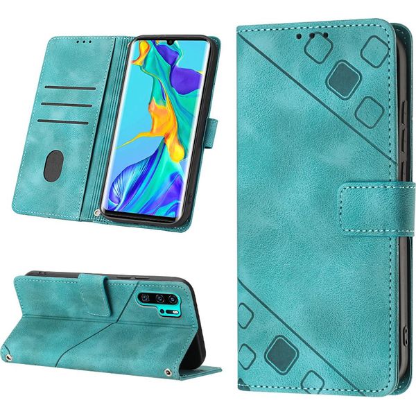 Custodia Per Huawei P30 Pro In Rilievo Custodia A Portafoglio In Pelle Flip Con Funzione Stand Verde-image