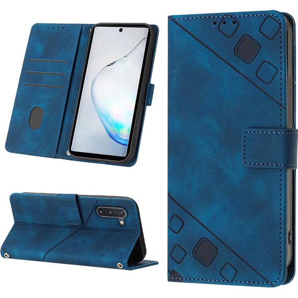 Custodia Per Samsung Galaxy Note 10 In Rilievo Custodia Portafoglio In Pelle Flip Con Funzione Stand Blu-image