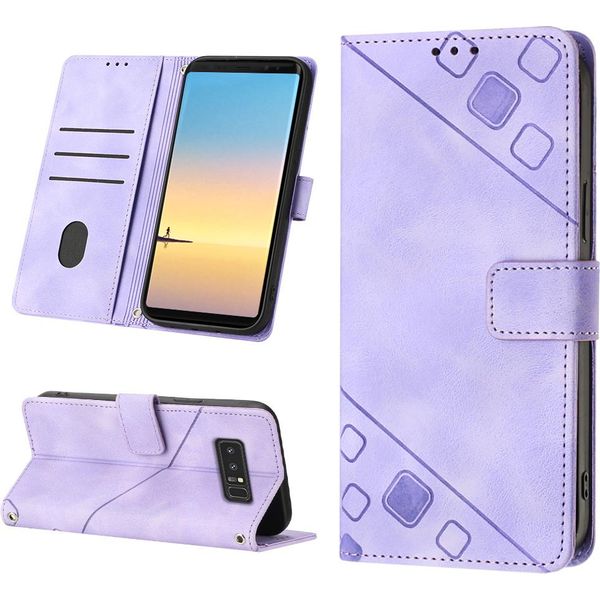 Custodia Per Samsung Galaxy Note 8 In Rilievo Custodia A Portafoglio In Pelle Flip Con Funzione Stand Viola-image