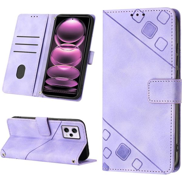 Custodia Per Xiaomi Redmi Note 12 Pro In Rilievo Custodia A Portafoglio In Pelle Flip Con Funzione Stand Viola-image