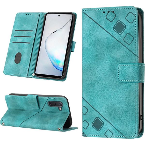 Custodia Per Samsung Galaxy Note 10 In Rilievo Custodia Portafoglio In Pelle Flip Con Funzione Stand Verde-image