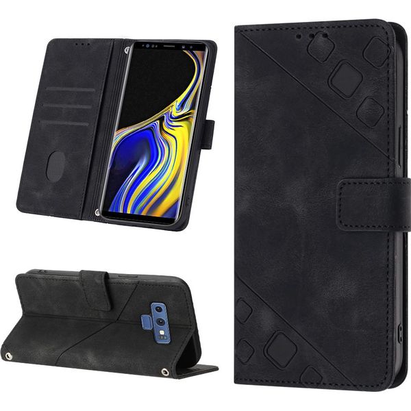 Custodia Per Samsung Galaxy Note 9 In Rilievo Custodia A Portafoglio In Pelle Flip Con Funzione Stand Nero-image