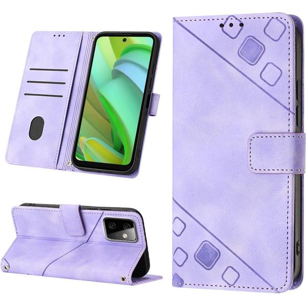 Custodia Per Motorola Moto G Power 2023 In Rilievo Custodia A Portafoglio In Pelle Flip Con Funzione Stand Viola-image