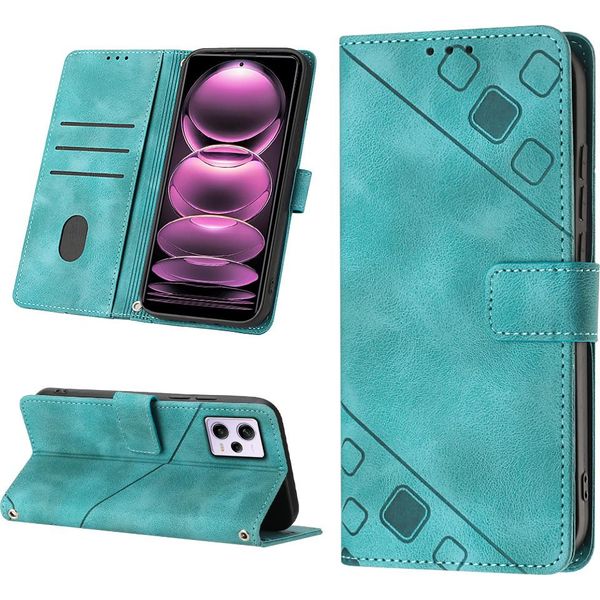 Custodia Per Xiaomi Redmi Note 12 Pro In Rilievo Custodia A Portafoglio In Pelle Flip Con Funzione Stand Verde-image